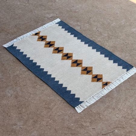 Handmade Wool Multicolor Vintage Dhurrie For Home